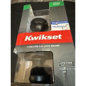 Kwikset Pismo Matte Black Round Hall/Closet Door Knob with Microban Technology